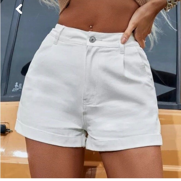High Waist semi-elastic short/cream color - Picture 5 of 5